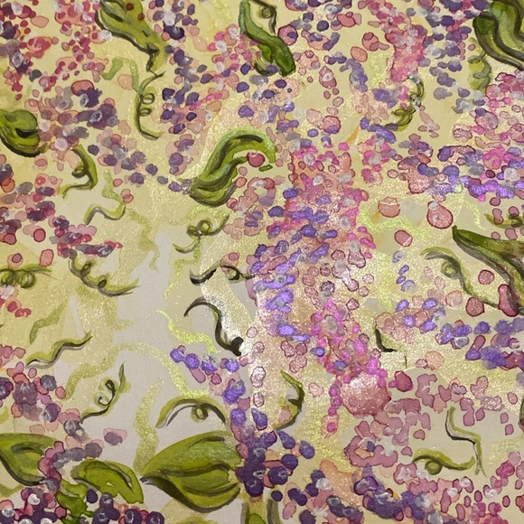 Unframed Original Art Watercolour & Acrylic Painting on Paper of Lilac Flowers - Picture 3 of 4